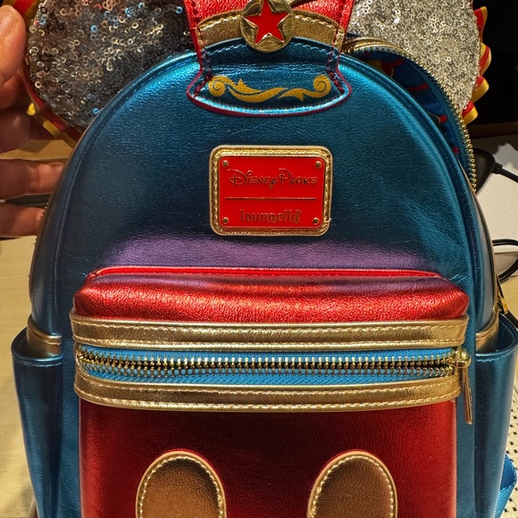 Loungefly dumbo attraction Red and Gold Mini Backpack - Picture 2 of 7